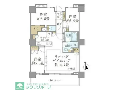 BRILLIA TOWER聖蹟桜ヶ丘(3LDK/15階)の間取り写真