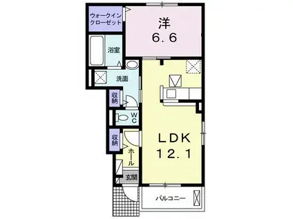 PERSIMO E(1LDK/1階)の間取り写真