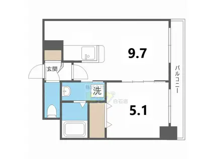 サンライトシティ豊平(1LDK/6階)の間取り写真