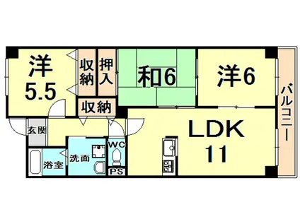 ヴェルドミール カミロク(3LDK/3階)の間取り写真