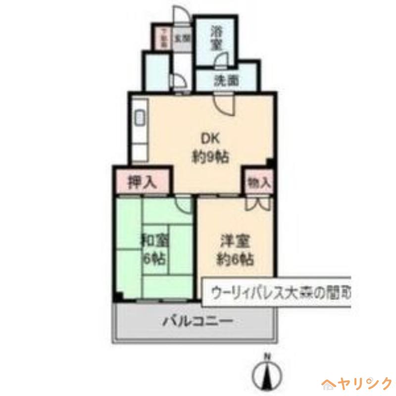 ウーリィパレス大森(2DK/4階)の間取り写真