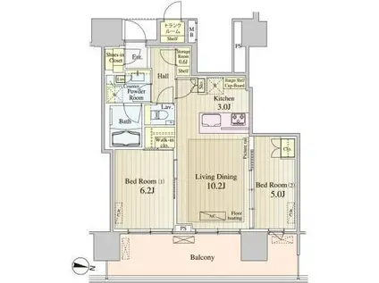 BRILLIA TOWER池袋(2LDK/32階)の間取り写真