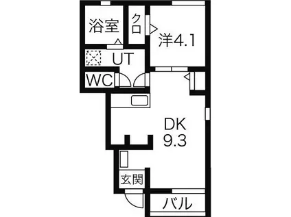 ジュメリ(1LDK/1階)の間取り写真