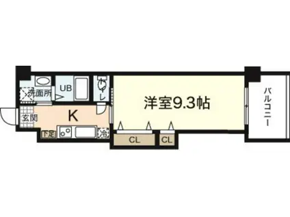 ノーブル縮景園(1K/12階)の間取り写真