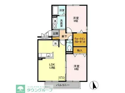 サニーフラットB(2LDK/2階)の間取り写真