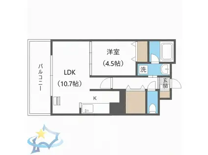 JP NOIE 円山表参道(1LDK/4階)の間取り写真