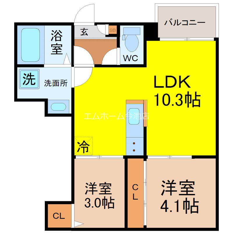 REGALEST瑞穂区役所(2LDK/2階)の間取り写真