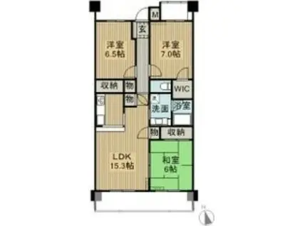 ロイヤルコート河原町緑ウィング(3LDK/1階)の間取り写真