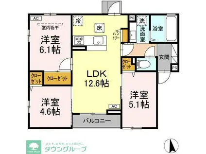 CLAIREAクレリア(3LDK/1階)の間取り写真
