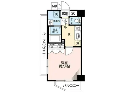 プレール・ドゥーク板橋舟渡(1K/5階)の間取り写真