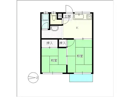 いわさきコーポ(2K/1階)の間取り写真