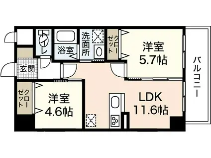 GRATITUDE NAKATANI(2LDK/4階)の間取り写真