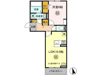 エースコート III(1LDK/3階)の間取り写真