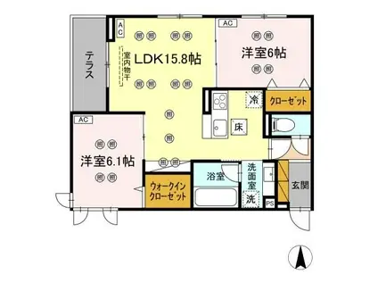 ピエドリオ(2LDK/1階)の間取り写真