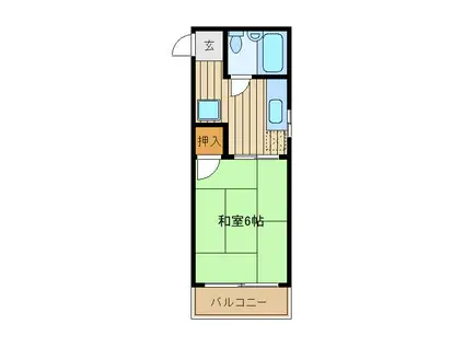 イムーヴル偕山(1K/2階)の間取り写真