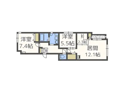 さくら北11条(2LDK/5階)の間取り写真