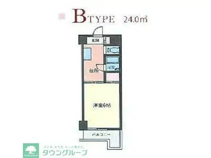 ホワイトマンション西新(1K/2階)の間取り写真