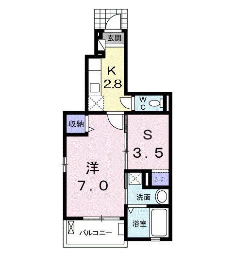 スカイツリー熊本(1SK/1階)の間取り写真