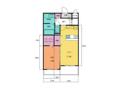 エトワール(1LDK/1階)の間取り写真