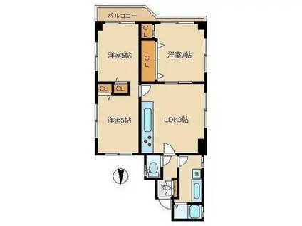 クレスト21(3LDK/4階)の間取り写真