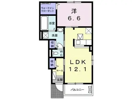 ラヴィータ III(1LDK/1階)の間取り写真
