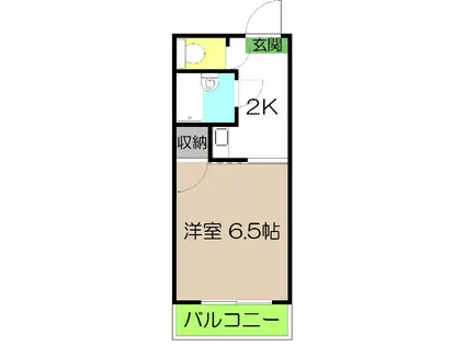 朝倉ルートハイツ学生プラン(1K/2階)の間取り写真