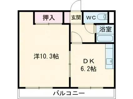 プリエール井原(1DK/3階)の間取り写真