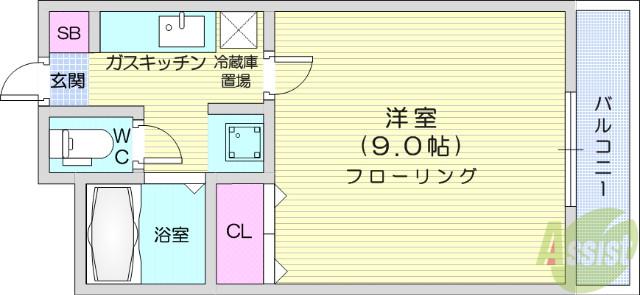 アトレー成田町(1K/2階)の間取り写真