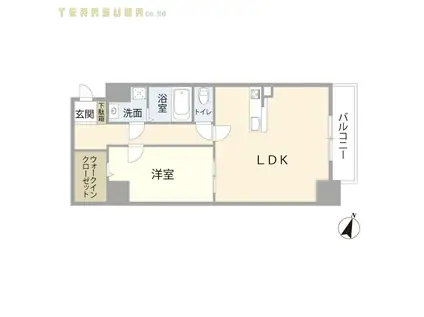 フェアリータワー若草(1LDK/9階)の間取り写真