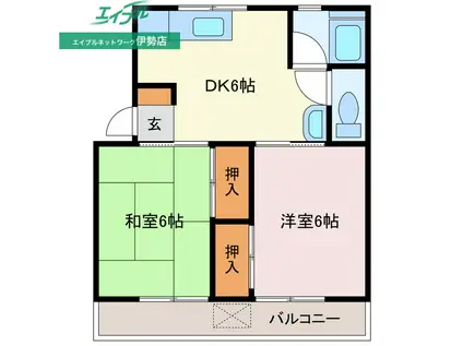 晴海マンション(2DK/4階)の間取り写真