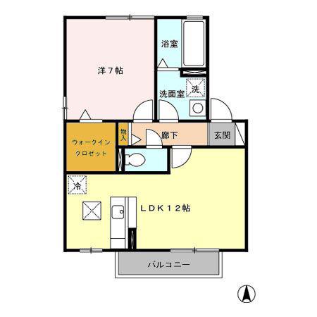 リビングタウン八日市場C棟(1LDK/1階)の間取り写真