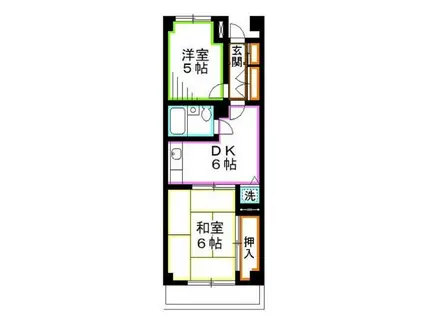 武蔵野パークマンション(2DK/5階)の間取り写真