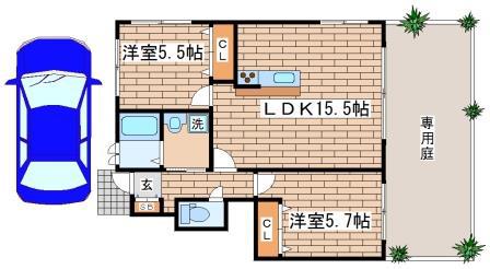 ミントハウス(2LDK/1階)の間取り写真