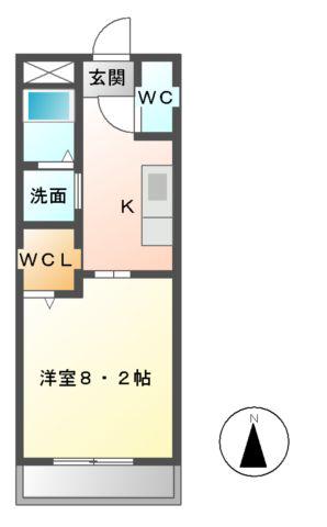 グランディール(1K/2階)の間取り写真