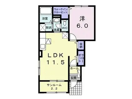 ジョワメゾンC(1LDK/1階)の間取り写真
