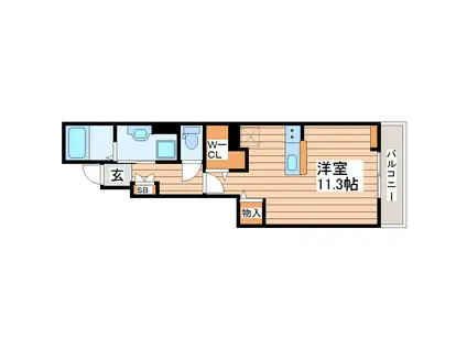 フェルマータOH(ワンルーム/1階)の間取り写真