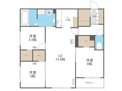 エフュート福住(3LDK/2階)の間取り写真