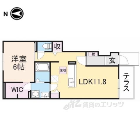 フェリス・ガート(1LDK/1階)の間取り写真