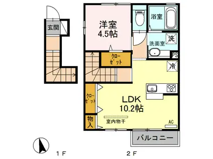 XEVOR(1LDK/2階)の間取り写真