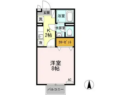 セジュール伊吹(1K/2階)の間取り写真