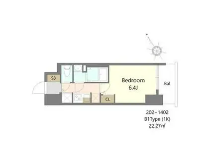 S-RESIDENCE堺湊駅前AZURE(1K/6階)の間取り写真