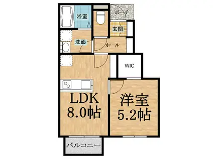 ドールヒルズI(1LDK/1階)の間取り写真