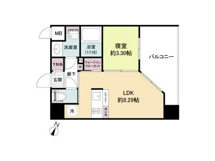 ライブフラット六甲桜口(1LDK/7階)の間取り写真