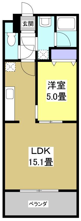 AIUOLA PALAIS(1LDK/3階)の間取り写真