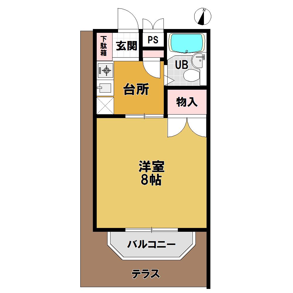 ナンカイエイト(1K/2階)の間取り写真
