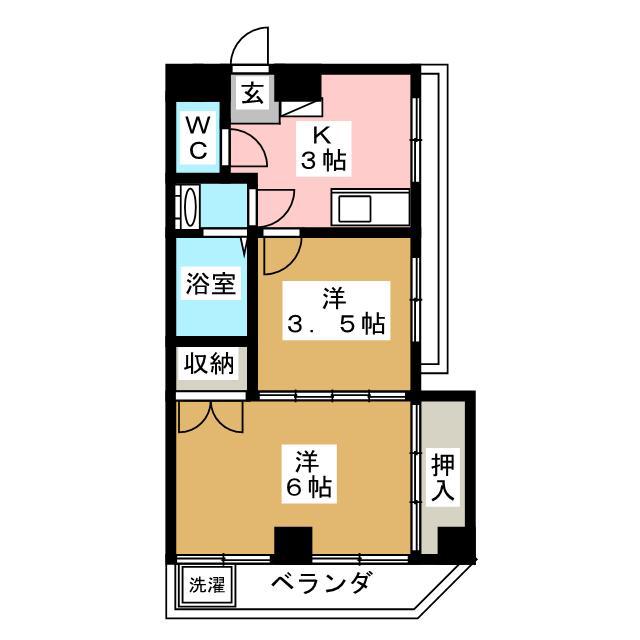 プランドール上田(2K/4階)の間取り写真