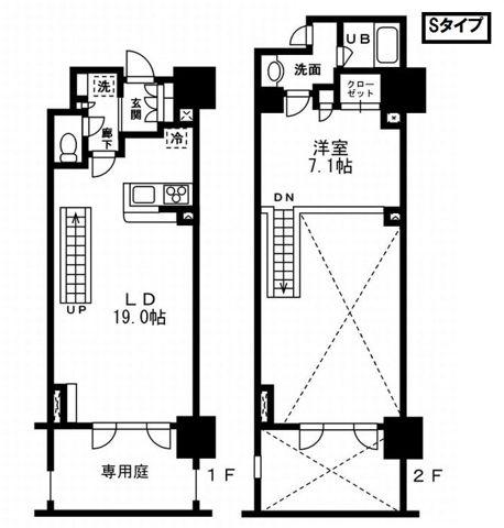 レジディア杉並方南町(1LDK/1階)の間取り写真