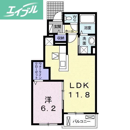メゾフォルテ京山(1LDK/1階)の間取り写真