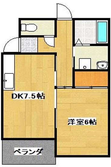 ルークフラット播磨(1DK/1階)の間取り写真