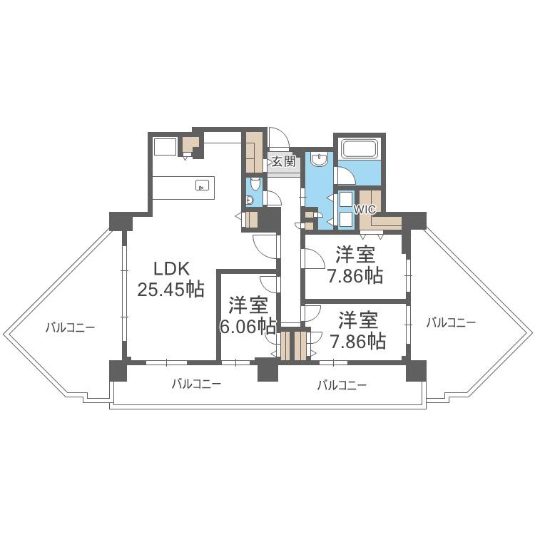 パシフィックタワー札幌(3LDK/28階)の間取り写真